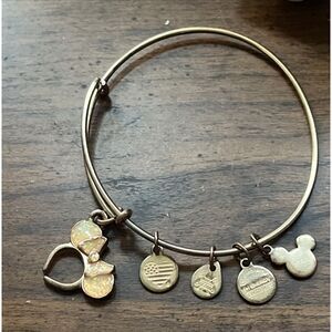 Alex And Ani Disney Rose Gold Tone Minnie Mouse Ear Headband Charm Bracelet